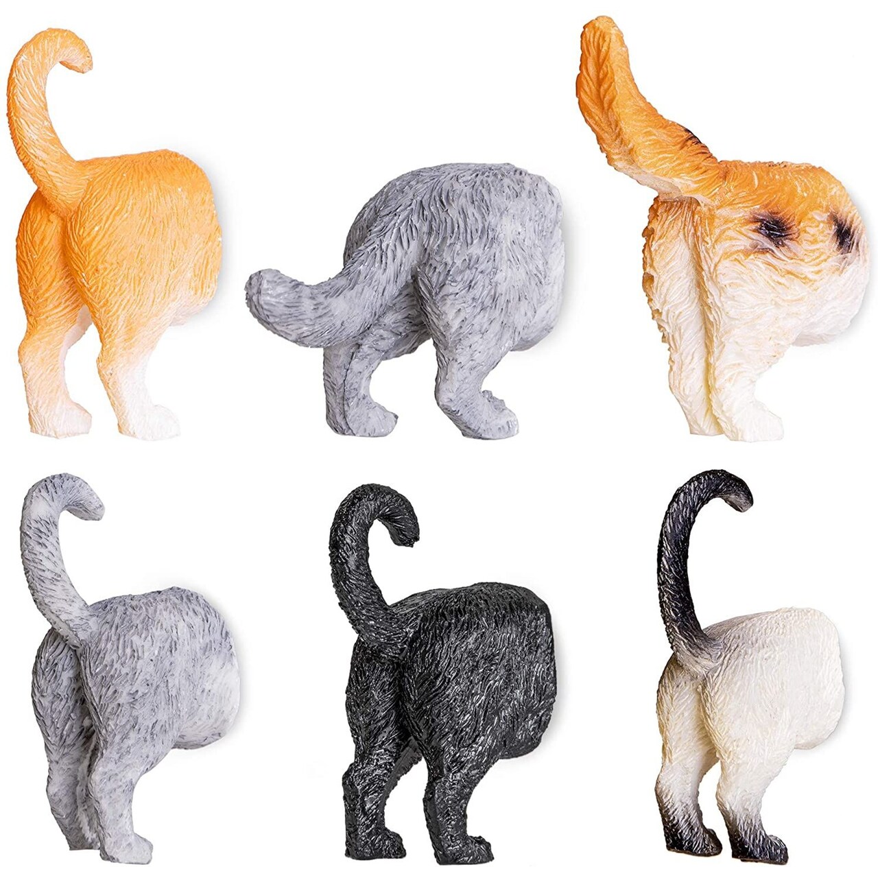 Juvale Refrigerator Magnet Set - Pack of 6 Multi-Color Plastic - Cat Butt Designs - Cute Fridge Magnets for Kitchen & Office Whiteboard - Funny Animal Decor
